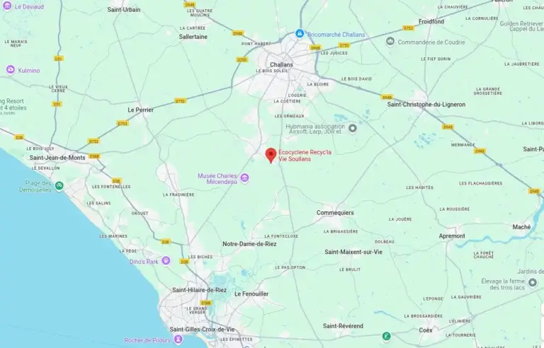 Carte pour l'itinéraire de la Recyclerie de Soullans