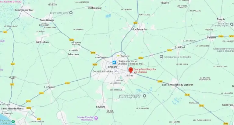 Carte pour l'itinéraire de la recyclerie de Challans