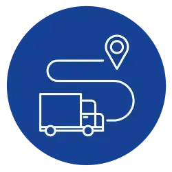 Illustration d'un camion de livraison vers une destination